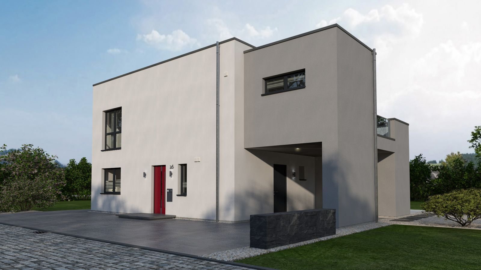 EINZUGSFERTIG! - EINFAMILIENHAUS MIT INTEGRIERTEM CARPORT - Bauhaus 22