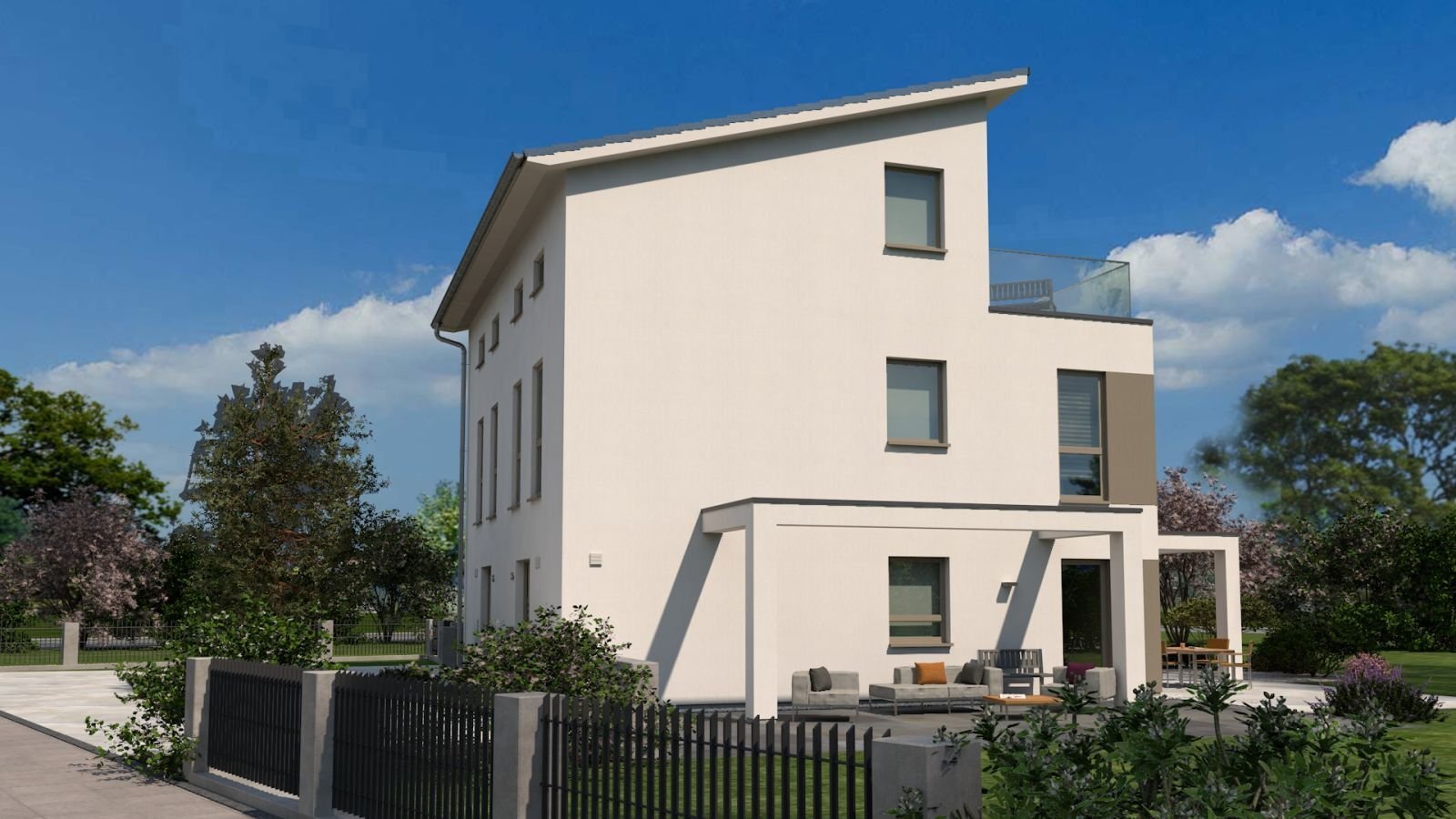 GEHOBENES DOPPELHAUS AUF 2,5 ETAGEN