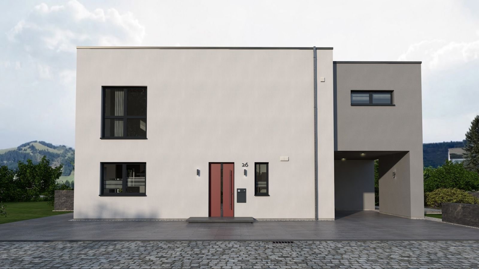 EINFAMILIENHAUS MIT INTEGRIERTEM CARPORT